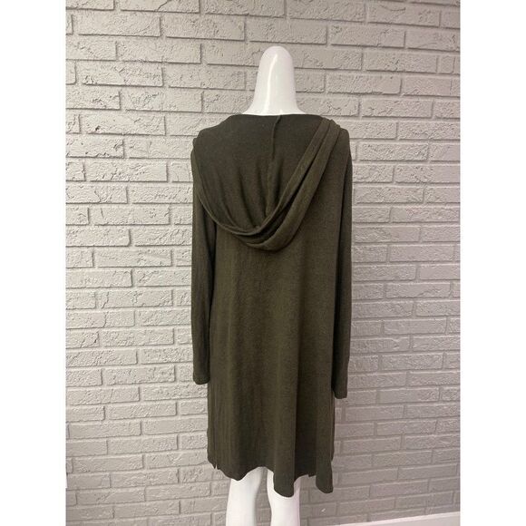 Pink Rose Green Open Front Hooded Cardigan Size S - Picture 2 of 8